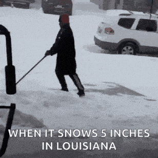 a man is shoveling snow in louisiana with a shovel .