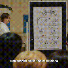 a group of people sitting in front of a curic theory board