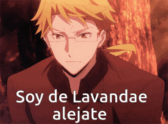 a picture of a man with yellow hair and the words soy de lavandae alejate