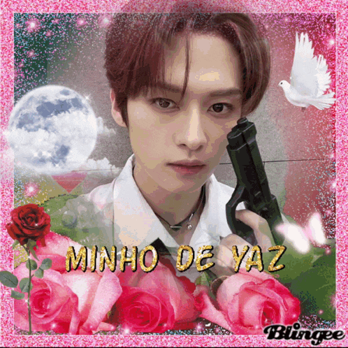 a picture of a man holding a gun with the name minho de yaz