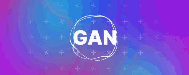 a blue and purple background with gan written in a circle
