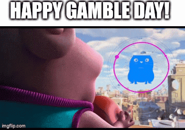 a picture of a cartoon character with the words happy gamble day written above it