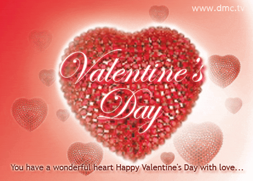 a valentine 's day greeting card with a heart made of red hearts