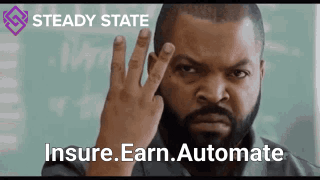 an advertisement for steady state shows a man making a gesture with his hand