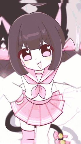 a drawing of a girl wearing a pink and white outfit