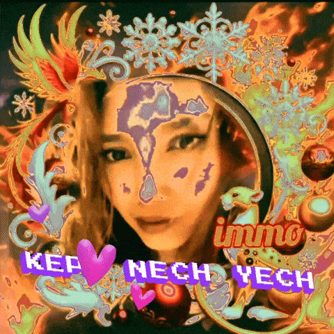 a painting of a woman with the words keep nech yech on the bottom