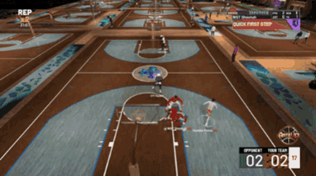 a basketball game is being played on a computer and the time is 2:02
