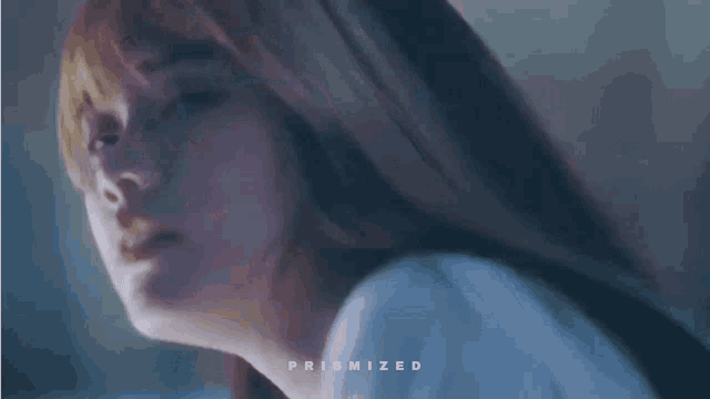 a close up of a woman 's face with the word prismized on the bottom right