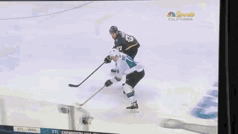 a sharks hockey game is being played on a television