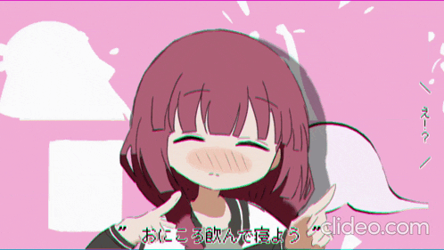 a cartoon of a girl with a pink background and the website clideo.com