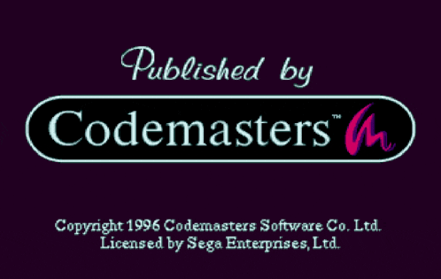 a purple background with the words published by codemasters on it