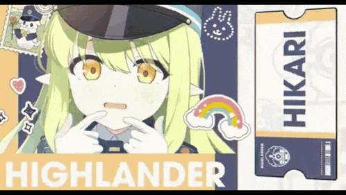 a picture of a girl with the name highlander on it