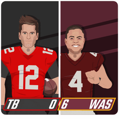 a cartoon drawing of two football players with the numbers 12 and 4 on their jerseys