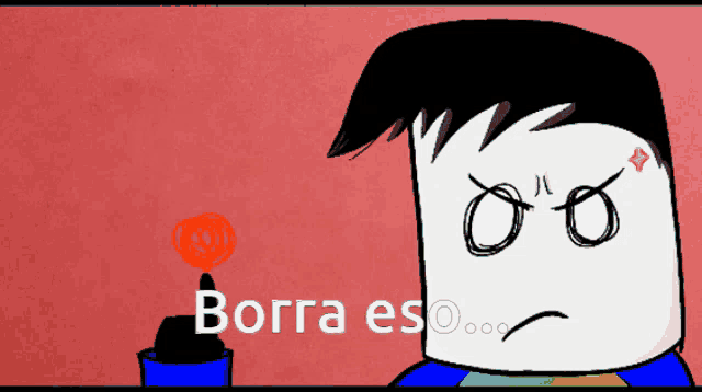 a cartoon character with a red background and the word borra on it
