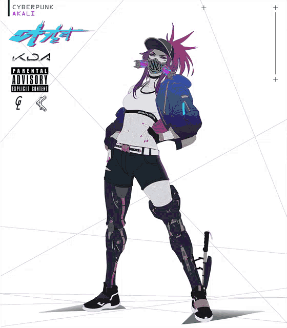 a poster for a video game called cyberpunk akali has a parental advisory on it