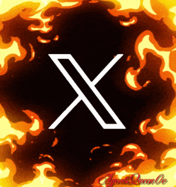 Logo do X pegando fogo.