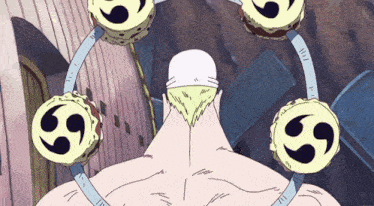 a cartoon drawing of a man surrounded by circles with the number 6 on them