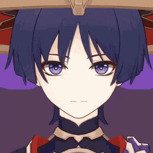 a close up of a anime character with blue eyes