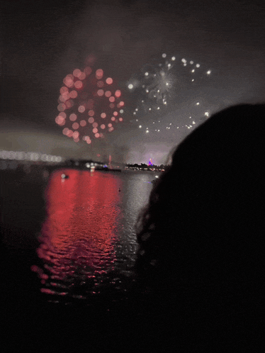a fireworks display over a body of water