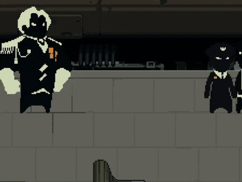 a pixel art drawing of a man with the letter w on his shirt