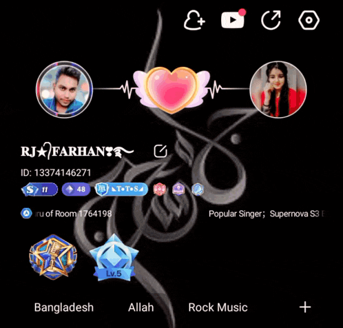 a screenshot of a person 's profile with their name rj farhan on it