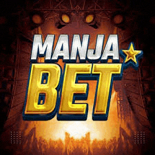 a logo for manja bet with a star on the bottom