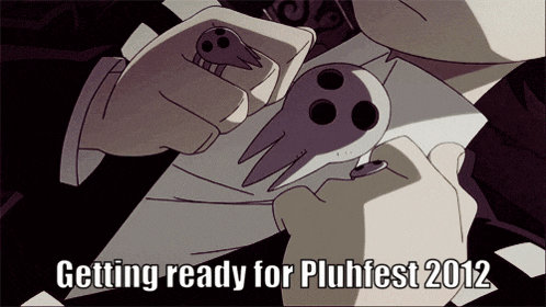 a cartoon of a man holding a skull with the words getting ready for pluhfest 2012 below it