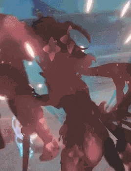 a video game character is fighting a monster in a video game .