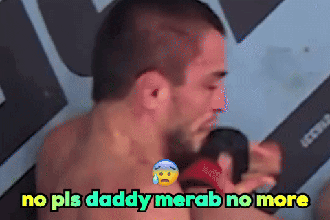 a man is crying with the words no pls daddy merab no more