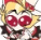 a close up of a cartoon character wearing red glasses and a hat .