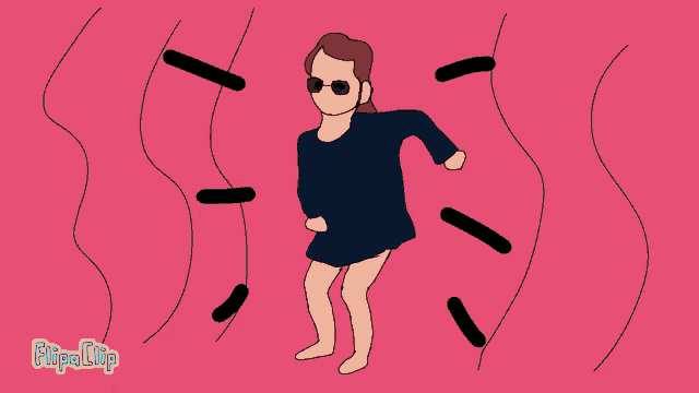 a cartoon drawing of a woman wearing sunglasses and a flippa clip logo