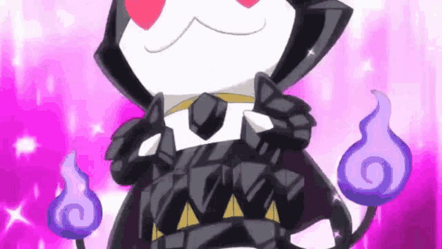 a cartoon character with a heart shaped eye and a ghost tail