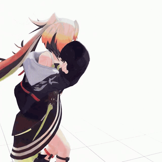 a cartoon character is dancing with her arms outstretched .