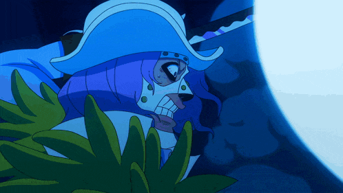 a cartoon character with a blue hat and a sword
