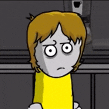 a cartoon character with a yellow shirt on is making an angry face .