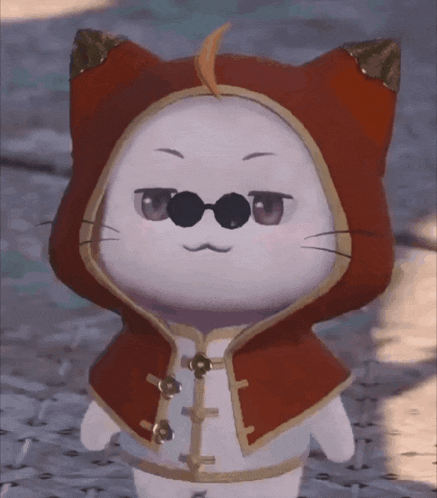 a white cat wearing sunglasses and a red hoodie