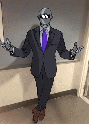 a drawing of a man in a suit and tie with his arms outstretched