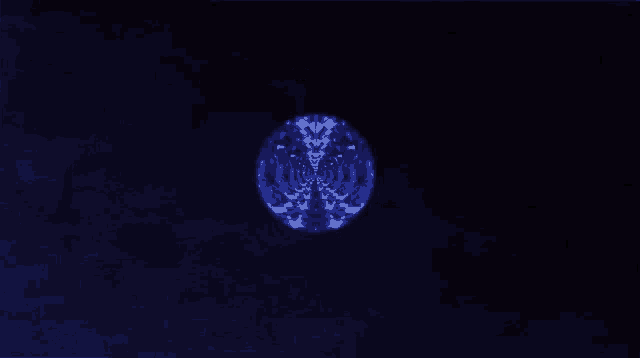 a dark blue background with a glowing sphere in the middle