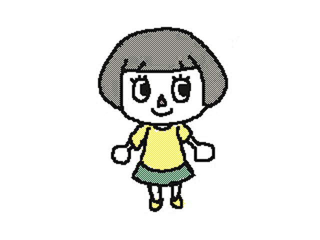 a pixel art of a girl with a red star on her head