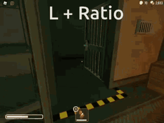 a cartoon character in a room with the words l + ratio on the top