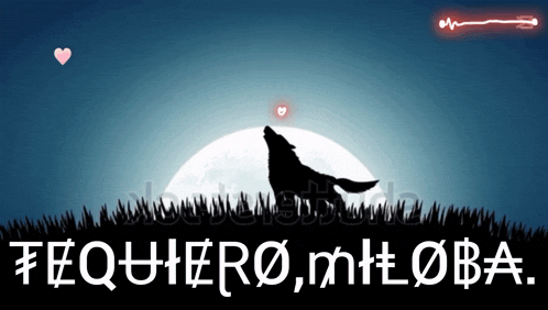 a silhouette of a wolf howling at the moon with the words " fequiero mt loba "