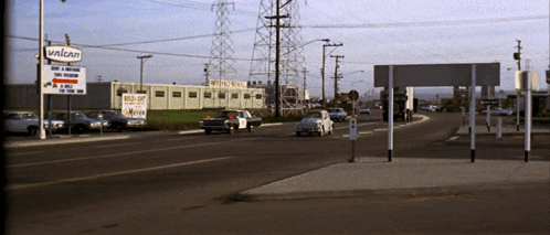 a busy street with a sign that says vulcan on it
