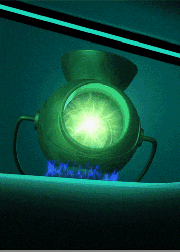 a green lantern with a bright green light inside of it