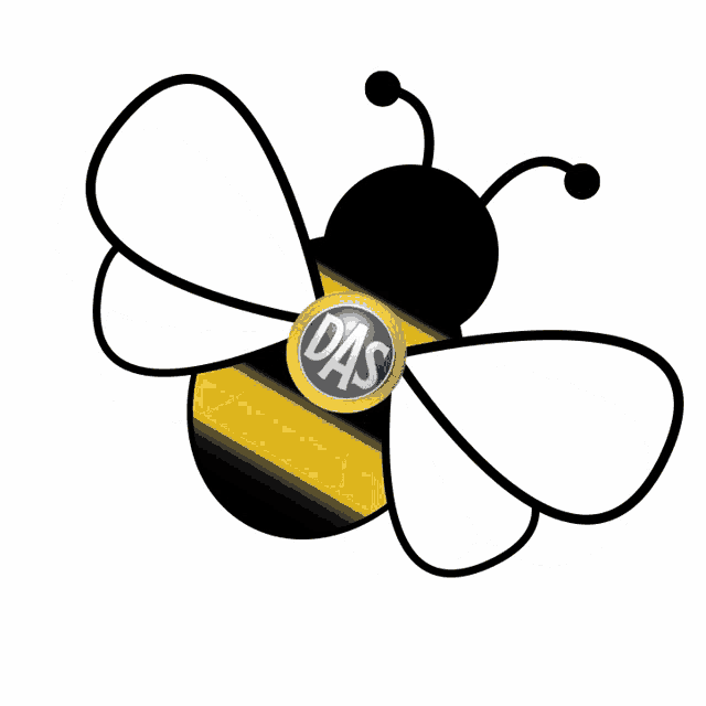 a drawing of a bee with the word das on its wings