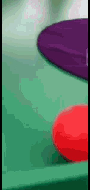 a red frisbee is sitting on a green surface