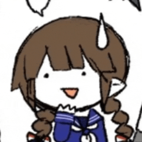 a cartoon of a girl with braids and a speech bubble .