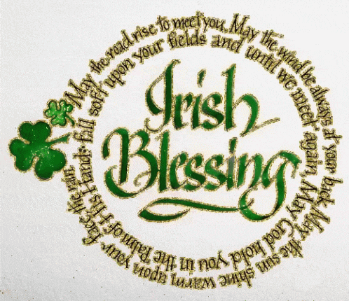 a gold and green irish blessing sign with a clover