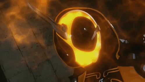 a close up of a black object with a yellow circle around it