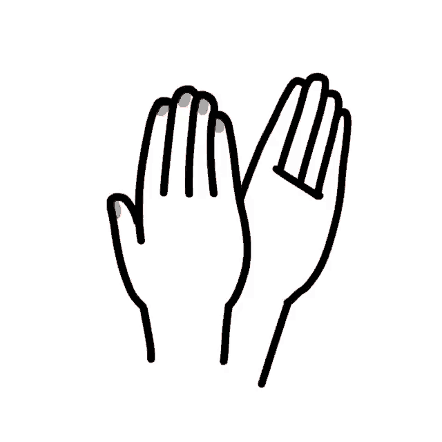 a line drawing of two hands with red nail polish