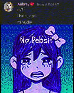 a drawing of a girl with a bow on her head and the words no pepsi